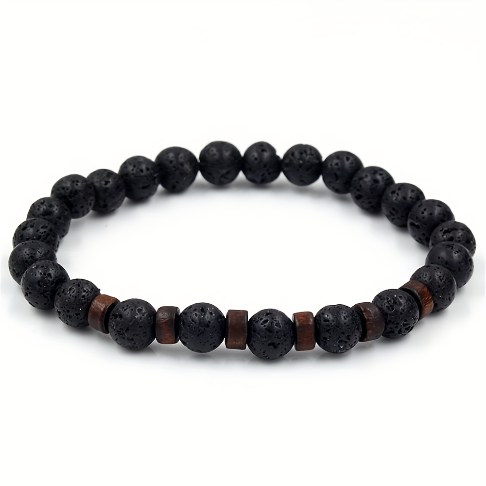 Men's 4pcs Versatile Punk Style Natural Stone Beaded Bracelet Set